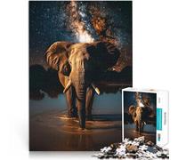 1000 Piece Jigsaw Puzzles for Adults Elephant in the night Made of wood for and from 14 years and over Educational Game Challenge Toy Great gift for gaming。size：50x75cm/19.68x29.52inch