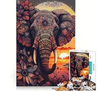 1000 Piece Jigsaw Puzzles for Adults Elephant Mandala Coloring, Practical Game, Improve Memory, Deal As Gifts for The Whole Family 38x26cm