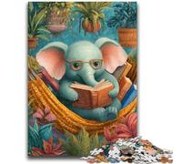 1000 Piece Jigsaw Puzzles for Adults Elephant Reading 1000 Pieces for Teenagers,Educational Games Home Decoration Birthday Present, Gifts, Wall Art (38x26cm)