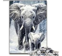 1000 Piece Jigsaw Puzzles for Adults Elephants in The Snow Jigsaw Perfect for Family Fun on Christmas, Thanksgiving, Birthdays & Easter 50X75CM