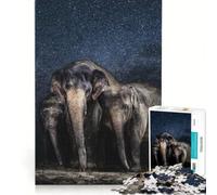 1000 Piece Jigsaw Puzzles for Adults Elephants Under A Starry Night Sky, Practical Game, Improve Memory, Deal As Gifts for The Whole Family 38x52cm