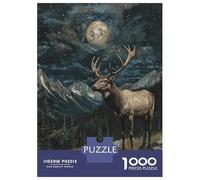 1000 Piece Jigsaw Puzzles for Adults Elk Under Moonlight Adult Puzzles Family Game Presents for Women Birthday And Unique Gifts 70x50cm/1000pcs