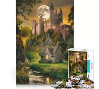 1000 Piece Jigsaw Puzzles for Adults Enchanted Castle Under The Harvest Moon, Practical Game, Improve Memory, Deal As Gifts for The Whole Family 38x52cm