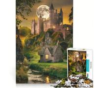1000 Piece Jigsaw Puzzles for Adults Enchanted Castle Under The Harvest Moon, Relaxing Games, Train Your Brain And Hands, Unique Birthday And Xmas Gifts 38x26cm