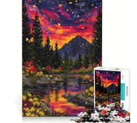 1000 Piece Jigsaw Puzzles for Adults Enchanted Forest River at Sunset, Relaxing Games, Train Your Brain And Hands, Unique Birthday And Xmas Gifts 38x26cm