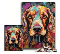1000 Piece Jigsaw Puzzles for Adults English Cocker Spaniel Graffiti Wooden Puzzles Size 50x75cm for Family And Friends, Suitable for Ages 14+