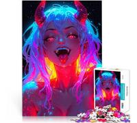 1000 Piece Jigsaw Puzzles for Adults Evil Anime Demon Girl Herausfordernd Schwierig einzigartiges Herausforderungsspiel52x38cm
