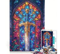 1000 Piece Jigsaw Puzzles for Adults Excalibur Stained Glass, Practical Game, Improve Memory, Deal As Gifts for The Whole Family 50x75cm