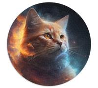1000 Piece Jigsaw Puzzles for Adults Fantasy Cat Round Puzzles for 1000 Piece Brain Teaser Game, Interactive Family Game, Suitable for Ages 14+ 67.5x67.5cm
