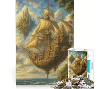 1000 Piece Jigsaw Puzzles for Adults Fantasy Flying Ship with Floating Islands, Practical Game, Improve Memory, Deal As Gifts for The Whole Family 38x26cm