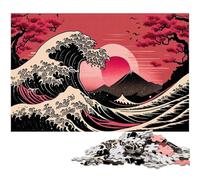 1000 Piece Jigsaw Puzzles for Adults Fantasy Japanese Waves Wooden Puzzles High-Difficulty Brain Teaser for Teenagers 50x75CM/19.68x29.52inch