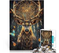 1000 Piece Jigsaw Puzzles for Adults Fantasy magic deer Made of cardboard for and from 14 years and over Anti-stress family game difficult challenge Gifts Ideas。size:26x38cm/10.24x14.96inch