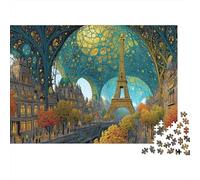 1000 Piece Jigsaw Puzzles for Adults Fantasy Paris City Jigsaw Puzzle Eiffel-Tower Wood Puzzle Beautiful Decoration Challenging Therapeutic Fun Fantasy & Mythology 1000pcs (75x50cm)