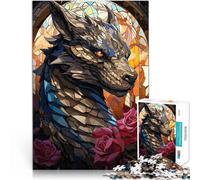 1000 Piece Jigsaw Puzzles for Adults Fantasy Stained Dragon Entspannungsspiele Die Liebe zwischen Paaren stärken38x26cm