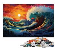 1000 Piece Jigsaw Puzzles for Adults Fantasy Sunset Waves Jigsaw for Gifts Stress Reliever Difficult Challenge 1000pcs(38x26cm)