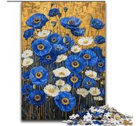 1000 Piece Jigsaw Puzzles for Adults Field of Blue Poppies, Educational Games Home Decoration Is Ideal As A Gift for The Whole Family (Size 50x75cm)