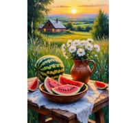 1000 Piece Jigsaw Puzzles for Adults Field Watermelon, Puzzles 1000 Pieces for Adults, 30x20 inch Difficult Jigsaw Puzzles with Letters on Back, Fun puzzle for Family Activity