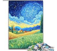 1000 Piece Jigsaw Puzzles for Adults Fields Under The Night Sky 1000 Pieces Puzzle Gifts Perfect for Family Fun on Birthdays, Christmas 26X38CM