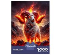 1000 Piece Jigsaw Puzzles for Adults Fiery Ram Jigsaw for Adults Fun Games Presents for Women Difficult And Challenge 38x26cm/1000pcs