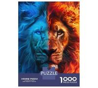 1000 Piece Jigsaw Puzzles for Adults Fire And Ice Lion Puzzle for Adults Anti-Stress Toys But Fun And Humorous Birthday And Unique Gifts 52x38cm/1000pcs