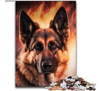 1000 Piece Jigsaw Puzzles for Adults Fire German Shepherd Jigsaw Puzzles for Adults for Teenagers Challenging Toy Games (Szie 50x75 cm)