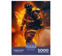 1000 Piece Jigsaw Puzzles for Adults Firefighter in Flames Jigsaws for Adults Brain Teaser Game Stress Reliever for Is Ideal As A Gift 52x38cm/1000pcs