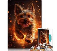 1000 Piece Jigsaw Puzzles for Adults Flame Yorkshire Terrier,Learning Educational Toys Family Games Enhance Love between Couples 38x26cm