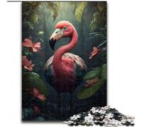 1000 Piece Jigsaw Puzzles for Adults Flamingo in Jungle Style JigsawPuzzle 1000 Pieces for Adults Interactive Family Game, Suitable for Ages 14+ (Size 26x38cm)