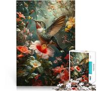 1000 Piece Jigsaw Puzzles for Adults Floral Hummingbird Made of cardboard for and from 14 years and over game wall decoration Unique gifts for birthday and Christmas。size:26x38cm/10.24x14.96inch