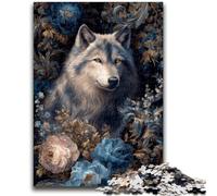 1000 Piece Jigsaw Puzzles for Adults Floral Wolf Stress Reliever Staycation Kill Time with Matching Poster And Trivia Sheet 50x75cm