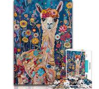 1000 Piece Jigsaw Puzzles for Adults Flower Alpaca Puzzles for Adults,with Matching Poster And Trivia Sheet for Ages 14+ (size 38x26cm)