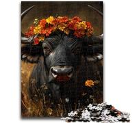 1000 Piece Jigsaw Puzzles for Adults Flower Bison Stress Reliever Difficult Challenge Suitable for Desktop Decoration 50x75cm