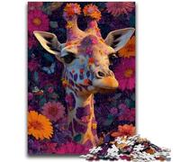 1000 Piece Jigsaw Puzzles for Adults Flower Giraffe Puzzles,Decompressing Intellectual Educational Toy Perfect Decoration (75x50cm)