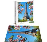 1000 Piece Jigsaw Puzzles for Adults, Flower Jigsaw Puzzles for Adults, Wooden Puzzle with Gift Box, Eiffel Tower Jigsaws for Family Educational Games, Unique Gifts for Women/Men, Home Decor H-6258