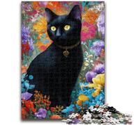 1000 Piece Jigsaw Puzzles for Adults Flowers And Black Cat Learning Educational Toys Unique Home Decor And Gifts for 14+ 50x75cm
