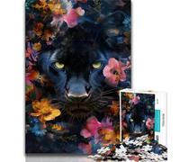 1000 Piece Jigsaw Puzzles for Adults Flowers Black Leopard Adult Puzzles,Stress Reliever Staycation Kill Time Home Decoration Toys 26x38cm
