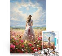 1000 Piece Jigsaw Puzzles for Adults Flowers field Challenging To Complete But Fun And Humorous 26x38cm Parent-child interaction for and Age 14