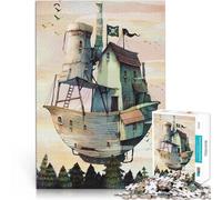 1000 Piece Jigsaw Puzzles for Adults Flying pirate ship Made of cardboard for and from 14 years and over Play toys because it is ideal as a gift for the whole family。size:38x52cm/14.96x20.47inch