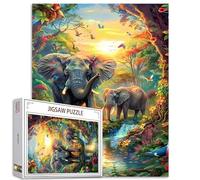 1000 Piece Jigsaw Puzzles for Adults Forest Jungle Animal Painting Jigsaw Puzzle African Elephants Puzzles for Challenging Family Activity Game Wildlife Birds Art DIY Puzzle Wall Decor Gifts(Colorful)