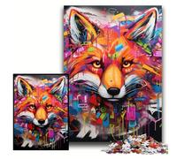 1000 Piece Jigsaw Puzzles for Adults Fox Graffiti Jigsaw Puzzles for Adults 50x75 cm Creative Family Game & Home Decor, for Teenagers