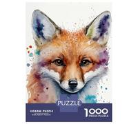 1000 Piece Jigsaw Puzzles for Adults Fox Head Watercolor Art Jigsaws for Adults Brain Teaser Game Stress Reliever for Is Ideal As A Gift 38x26cm/1000pcs