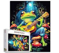 1000 Piece Jigsaw Puzzles for Adults Frog Playing Guitar Painting Jigsaw Puzzle Animal Musician Puzzles for Challenging Family Activity Mushroom Art Puzzle Wall Decor Wildlife Gift (Colorful)
