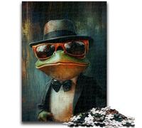 1000 Piece Jigsaw Puzzles for Adults Frog Wearing Glasses 1000 Pieces for Adults,Family Educational Games Home Decoration Gift (38x26cm)