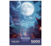 1000 Piece Jigsaw Puzzles for Adults Full Moon Over Traditional Chinese Village Puzzles for Adults Anti-Stress Toys Analysis And Logic Difficult And Challenge 38x26cm/1000pcs