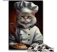 1000 Piece Jigsaw Puzzles for Adults Funny Cat Chef Animal Puzzle Made of cardboard,Challenging Brain Teaser for Teenagers, Family Game Night Fun 1000pcs(26x38cm)