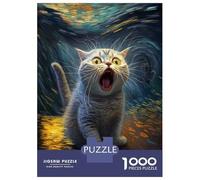 1000 Piece Jigsaw Puzzles for Adults Funny Van Gogh Cat Puzzles for Adults Relaxing Games A Work of Art Difficult And Challenge 70x50cm/1000pcs