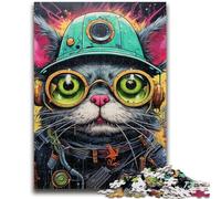 1000 Piece Jigsaw Puzzles for Adults Futuristic Cat Adult Puzzles,Stress Reliever Staycation Kill Time Home Decoration Toys (75x50cm)
