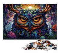 1000 Piece Jigsaw Puzzles For Adults Futuristic Colorful Psychedelic Owl Puzzles for Adults & Kids Wooden Jigsaw Great Gift 1000pcs(75x50cm)