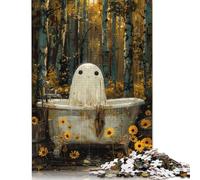 1000 Piece Jigsaw Puzzles for Adults Ghost in Bathtube Creative Rectangular Paper Puzzle 1000pcs (38x26cm)