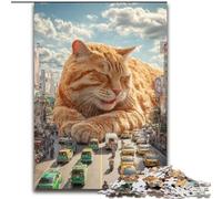 1000 Piece Jigsaw Puzzles for Adults Giant Orange Cat, Educational Games Home Decoration Suitable for Desktop Decoration 26x38cm